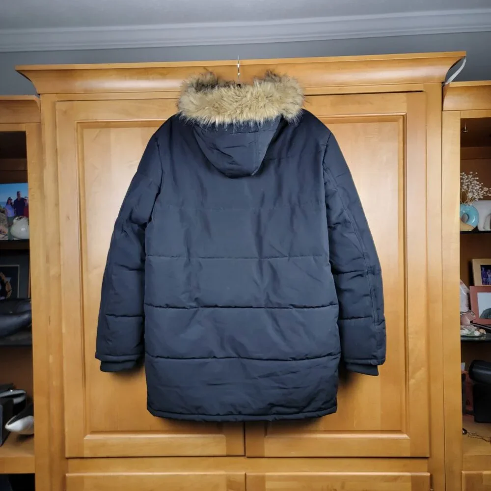 Men's Black Claiborne Long Hooded Water Resistant Snorkel Coat - M